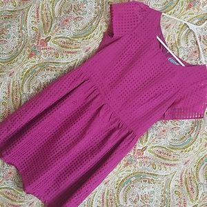 Pink skater mini party dress zipper Aline skirt